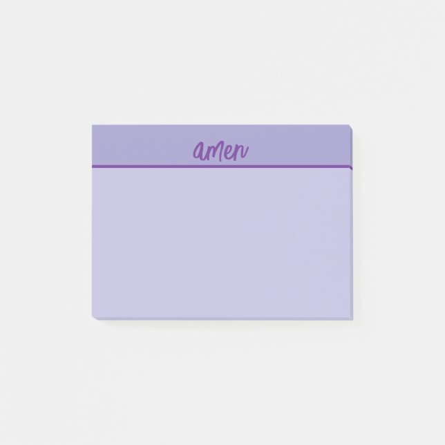 Christian AMEN Sticky Notepad PurpleTypology Art (Front)