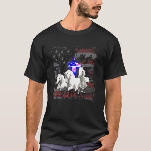 Christian American Flag Horse Us Flag 4th Of July T-Shirt