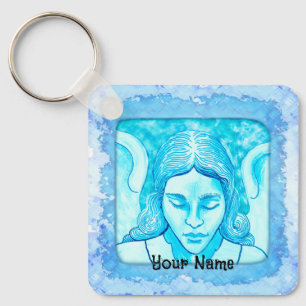 Christian Angel Head Sketch Keychain