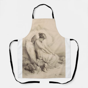 Christian angel sitting on a stone apron
