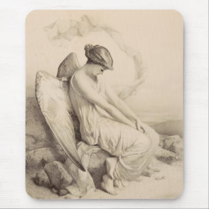 Christian angel sitting on a stone mouse pad