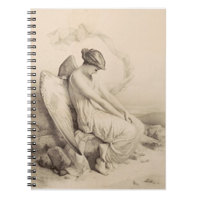Christian angel sitting on a stone notebook (Front)