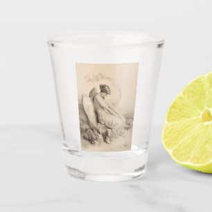 Christian angel sitting on a stone shot glass