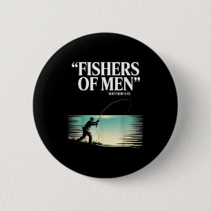 Christian Angler Fishers Of Men Matthew 4 19 Verse 6 Cm Round Badge