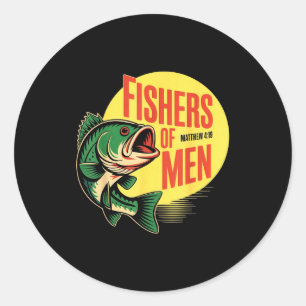 Christian Angler Fishers Of Men Matthew 4 19 Verse Classic Round Sticker