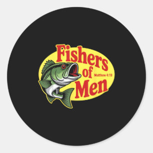 Christian Angler Fishers Of Men Matthew 4 19 Verse Classic Round Sticker