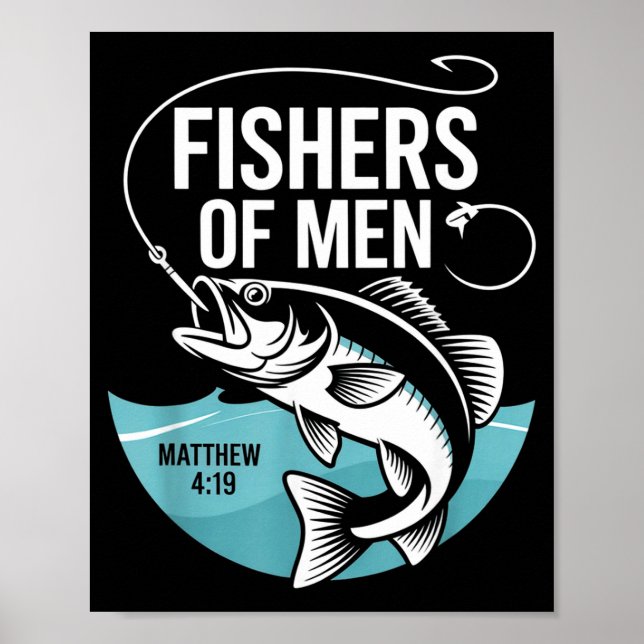 Christian Angler Fishers Of Men Matthew 4 19 Verse Poster (Front)
