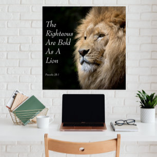 Christian Art, Lion, Proverbs 28-1 Photo Print