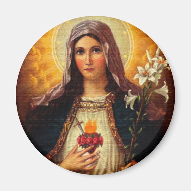 Christian Art of Sacred Heart of Jesus and Mary Magnet (Front)