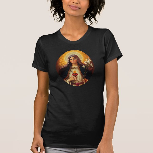 Christian Art of Sacred Heart of Jesus and Mary T-Shirt (Front)