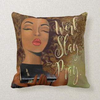 Christian Art Work Slay Pray Throw Pillow