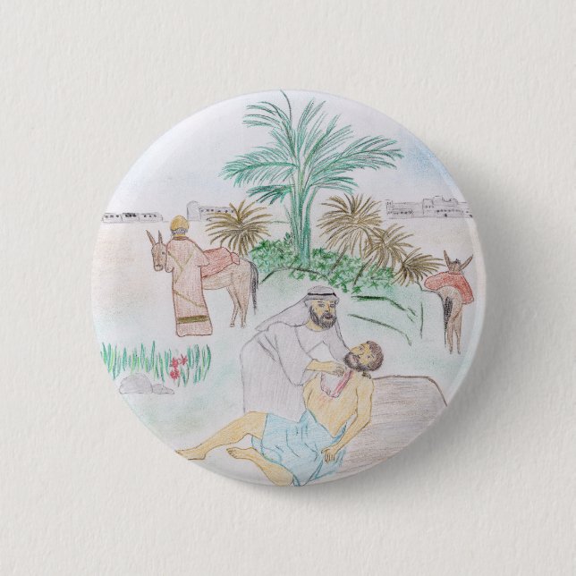 Christian Artwork The good Samaritan 6 Cm Round Badge (Front)