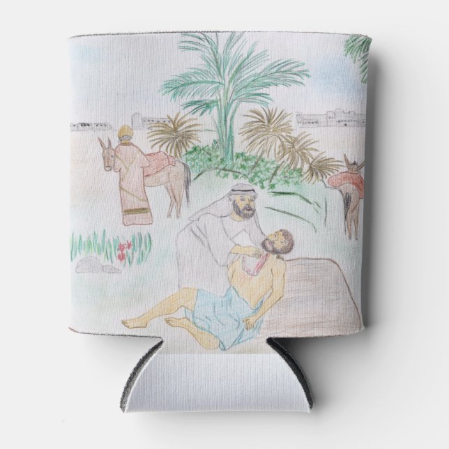 Christian Artwork The good Samaritan Can Cooler (Front)