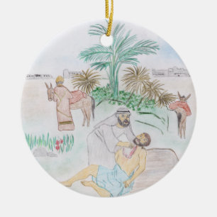 Christian Artwork The good Samaritan Ceramic Ornament