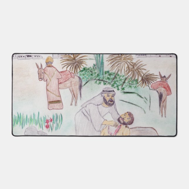 Christian Artwork The good Samaritan Desk Mat (Front)