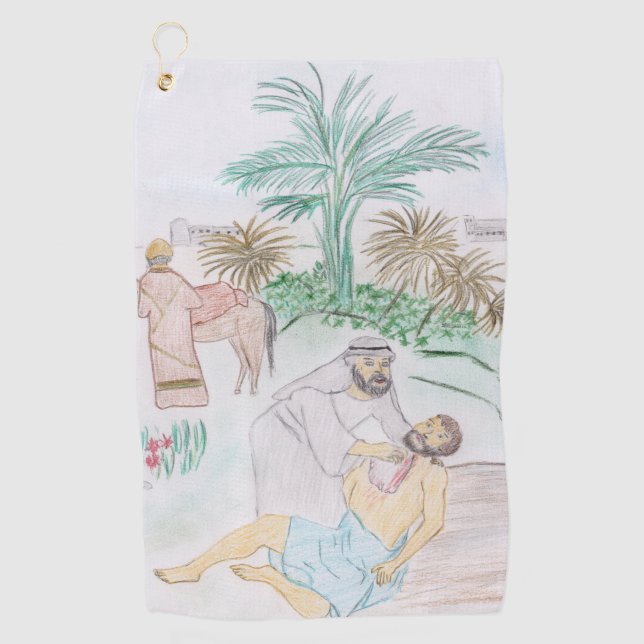 Christian Artwork The good Samaritan Golf Towel (Front)