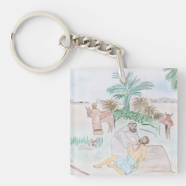 Christian Artwork The good Samaritan Key Ring (Front)