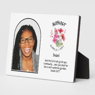 Christian AUGUST Birth Month Flower NAME PHOTO Plaque