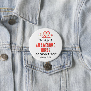 Christian AWESOME NURSE SERVANT HEART Customisable 7.5 Cm Round Badge