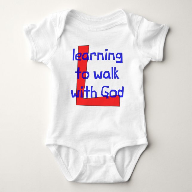 Christian baby vest - Learning to Walk with God Baby Bodysuit (Front)