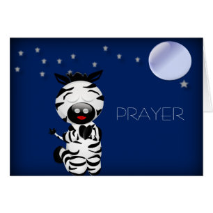 Christian Baby Zebra Praying at Night Card PRAYER