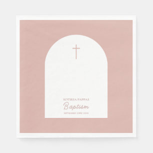 Christian Baptism Christening Girl Pink Arch Napkin