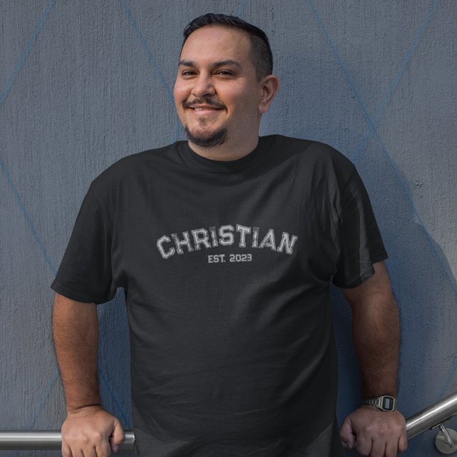 Christian Baptism Date Distressed Typography T-Shirt (Creator Uploaded)
