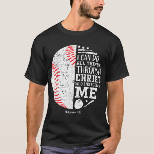 Christian Baseball I Can Do All Things Religious V T-Shirt