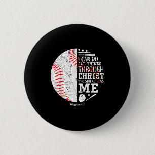 Christian Baseball Philipans 4_13 I Can Do All Thi 6 Cm Round Badge