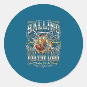 Christian Basketball Balling Lord Religious Classic Round Sticker