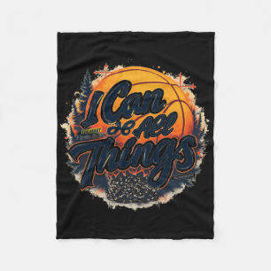 Christian Basketball Faith Over Fear Philippians 4 Fleece Blanket