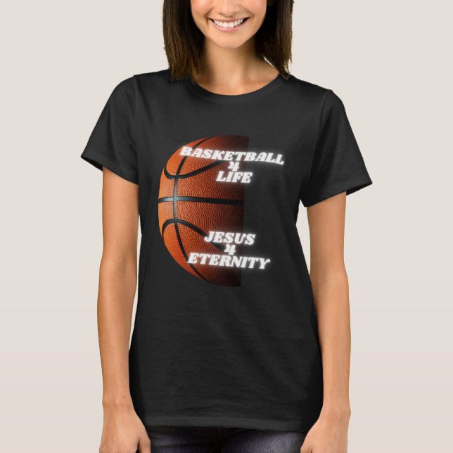 Christian Basketball Kids Athlete Religious Jesus  T-Shirt (Front)