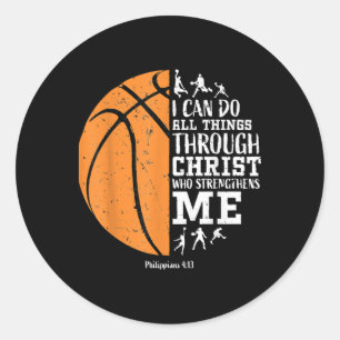 Christian Basketball S Men Boys Kids Religious Gif Classic Round Sticker