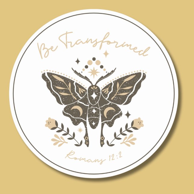 Christian Be Transformed Boho Butterfly Custom Classic Round Sticker (Creator Uploaded)