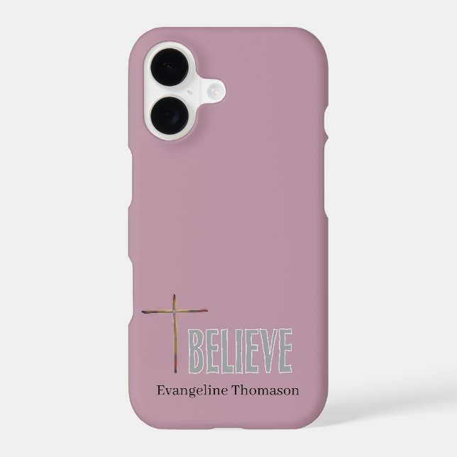 Christian “Believe” Cross Name Pink  (Back)