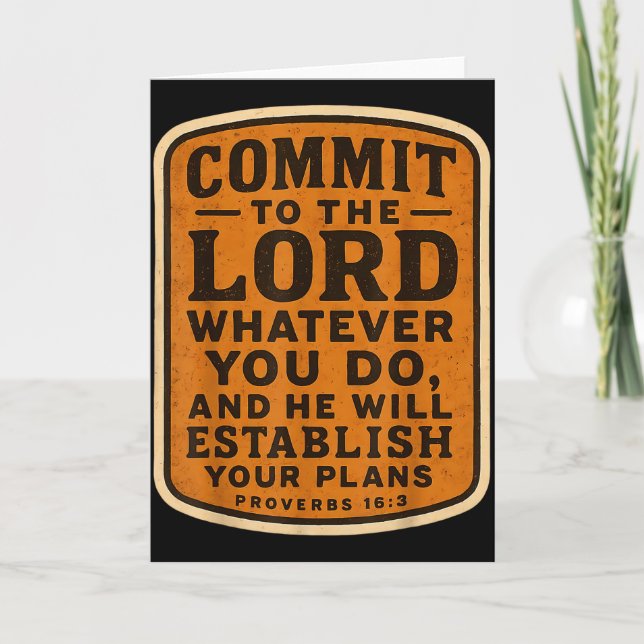 Christian Bible Commit To The Lord Whatever You Do Card (Front)