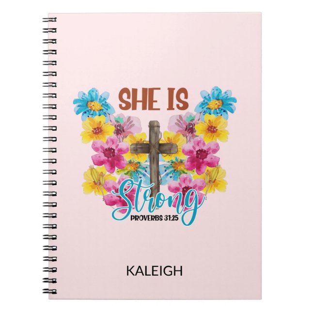 Christian Bible Cross Proverbs Woman Butterfly  Notebook (Front)