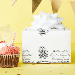 Christian Bible Encouraging Scripture Psalm 1:3  Wrapping Paper