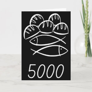 Christian Bible Jesus 2 Fishes 5 Breads Feed 5000 Card