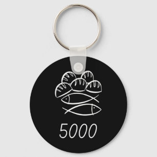 Christian Bible Jesus 2 Fishes 5 Breads Feed 5000 Key Ring