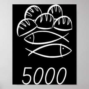Christian Bible Jesus 2 Fishes 5 Breads Feed 5000  Poster