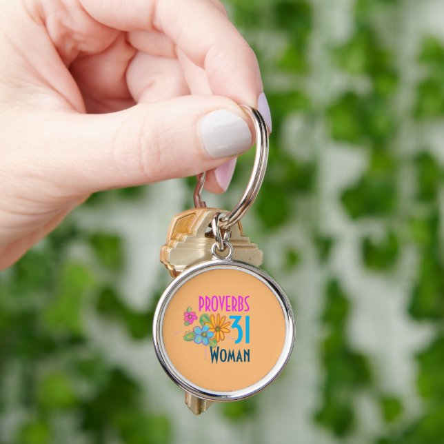Christian Bible Scripture Floral PROVERBS 31 Woman Key Ring (Hand)