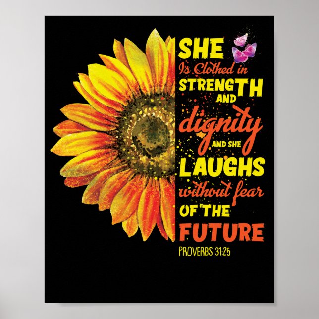 Christian Bible Sunflower Scripture Religious Poster (Front)