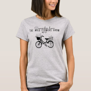 Christian Bible Verse Boho Wild Flowers Bicycle T-Shirt