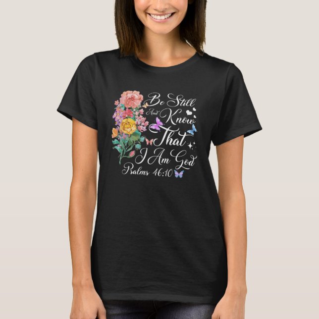 Christian Bible Verse Butterfly Flower Faith God J T-Shirt (Front)