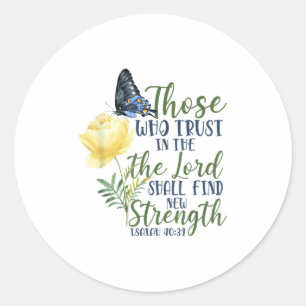 Christian Bible Verse Butterfly Rose Flower Isaiah Classic Round Sticker