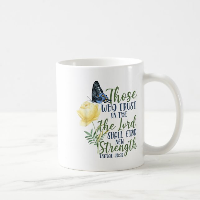Christian Bible Verse Butterfly Rose Flower Isaiah Coffee Mug (Right)