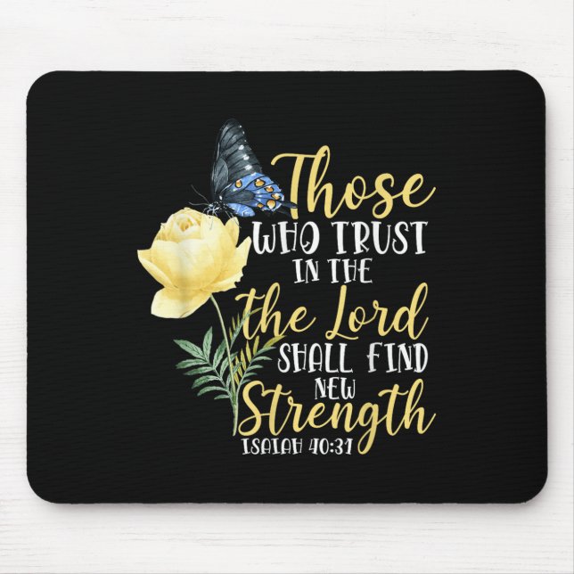 Christian Bible Verse Butterfly Rose Flower Isaiah Mouse Pad (Front)