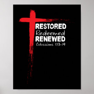 Christian Bible Verse Colossians 1:13-14 Cross Poster