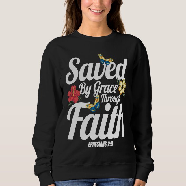 Christian Bible Verse Ephesians 28 Flower Butterfl Sweatshirt (Front)